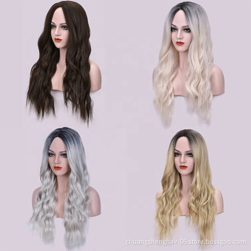 wholesale Women Long Wavy Wig with bang's straight brown headband long afro short kinky curly wigs hair wig women synthetic